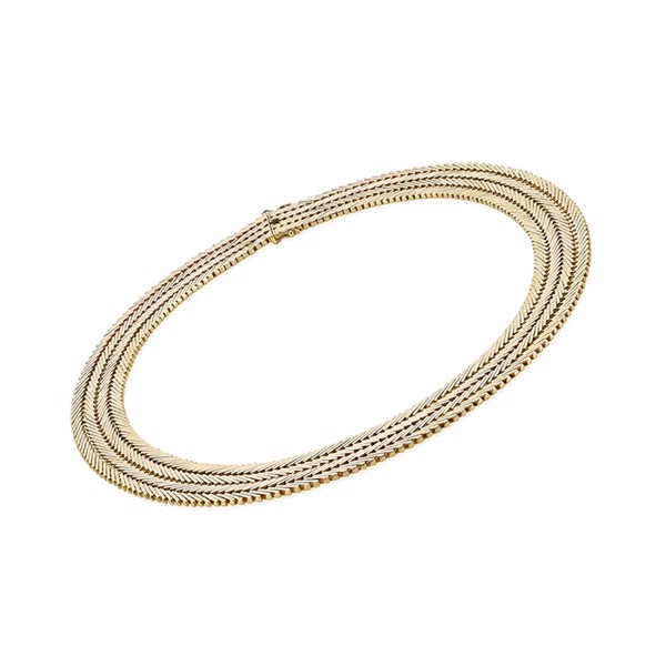 Geneva necklace in 14 carat solid gold, 42 cm and 2 rows (15.0 mm)