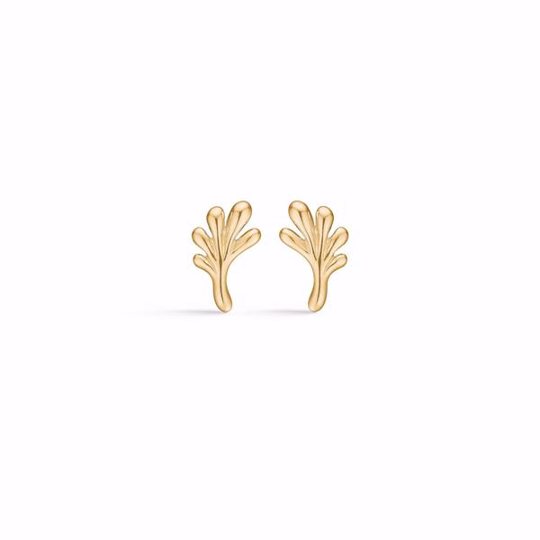 Silver earring - gilded leaf