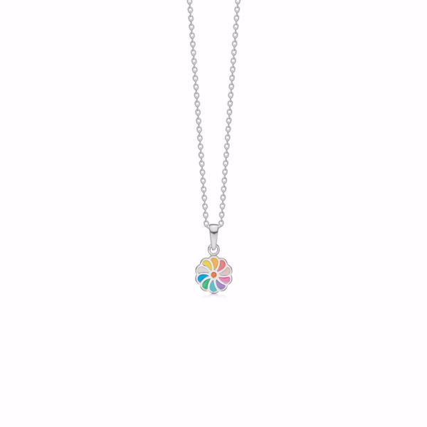 Noa flower silver necklace with coloured details 38 cm