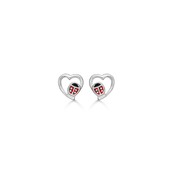 Pia & Per ladybug stud earrings in silver enamel