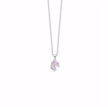 GSD silver horse pendant children's necklace with cubic zirconia