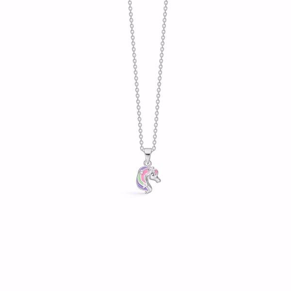 GSD silver horse pendant children\'s necklace with cubic zirconia