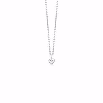 Noa Kids rhodium silver heart necklace with chain and cubic zirconia