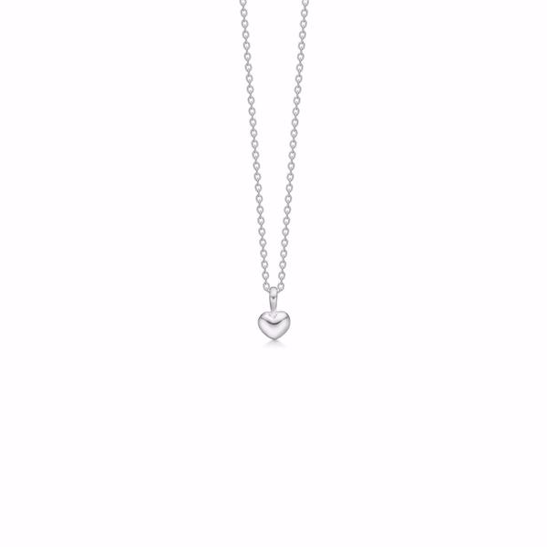 Noa Kids rhodium silver heart necklace with chain and cubic zirconia