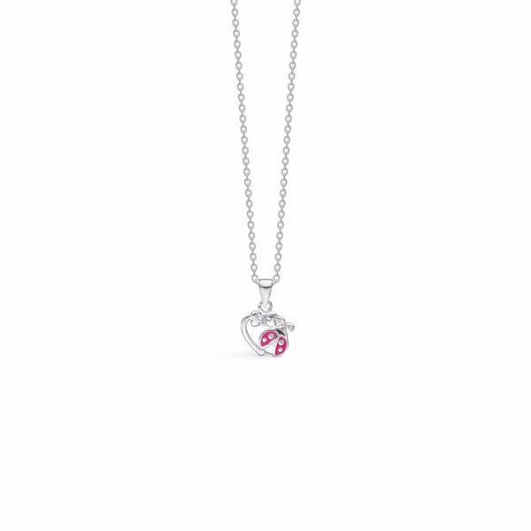 Noa Kids ladybug pendant in rhodium-plated silver with chain