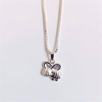 Silver bee pendant necklace with silver-tone chain