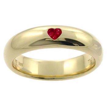 Houmann Classic 14 carat gold finger ring with ruby heart