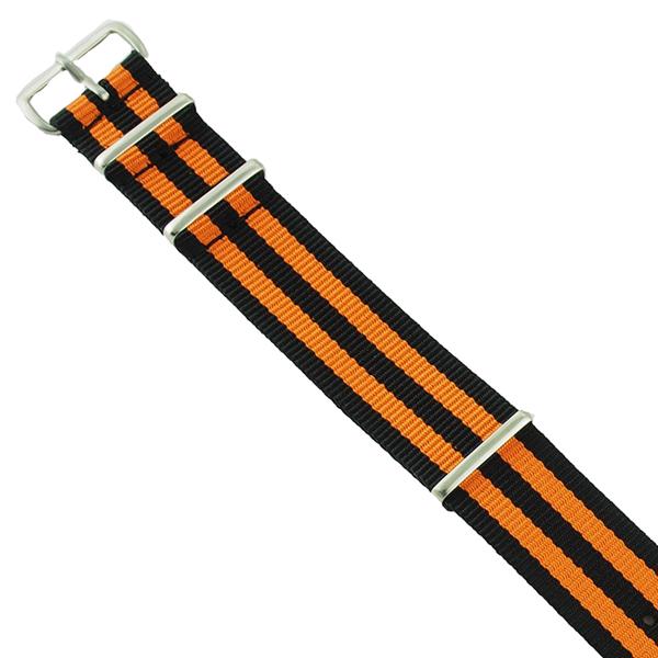 Sort / orange 2 stribet 22 mm nato urrem