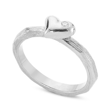 Nuran 14 ct white gold finger ring, from Nuran Natura series with 1 pcs 0,02 ct Wesselton / SI