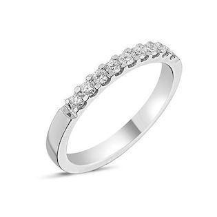Memories by Nuran, 14 carat white gold 2.5 mm ring with 9 x 0.03 ct brilliant cut diamonds, total 0.27 ct