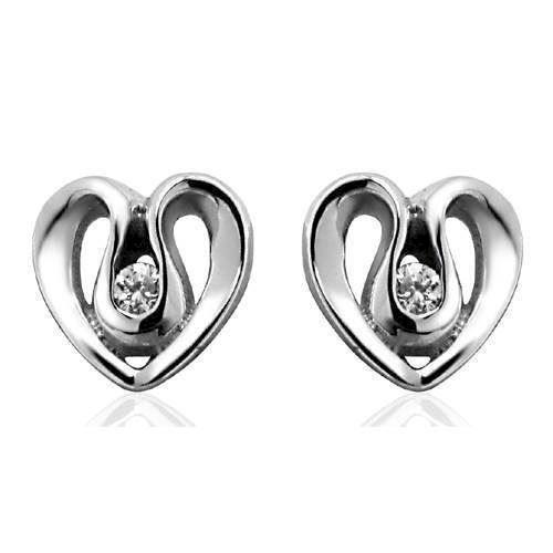 Heart studs in silver with zirconia, L_G102094