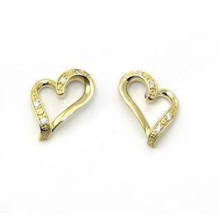 Heart studs in 8 ct gold with zirconia