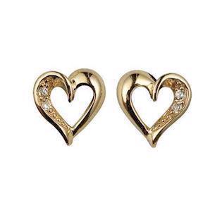 Mini heart studs in 8 ct gold by zirconia
