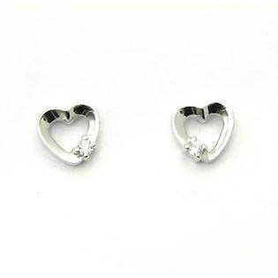 Silver heart earrings with zirkonia