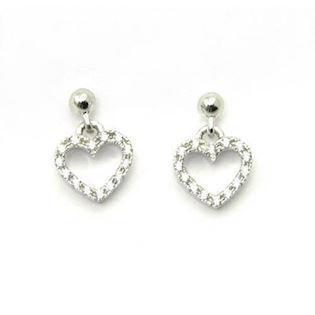 8 ct Heart studs in white gold with zirconia, L_G_507005