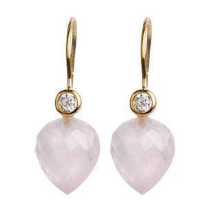 Lieblings Gold-plated silver with rose quartz and zirconia Earrings shiny, model B10FG-QU210X12DFB
