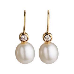 Lieblings Gold-plated silver with pearl and zirconia Earrings shiny, model MIRA-KU1HD90-FG