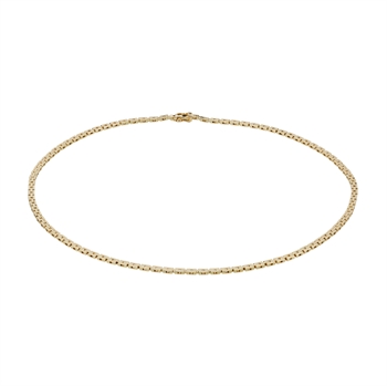 Brick 14 carat solid gold necklace, 45 cm and 3 rows (3.0 mm)