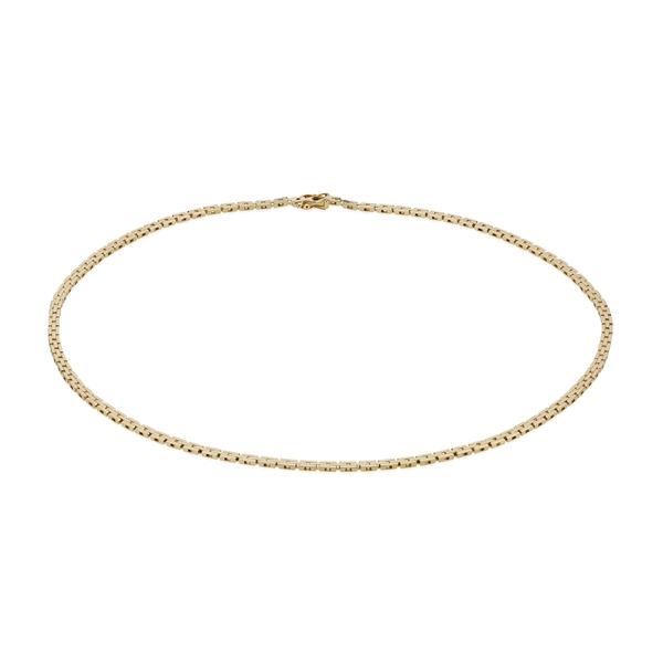 Brick 14 carat solid gold necklace, 45 cm and 3 rows (3.0 mm)