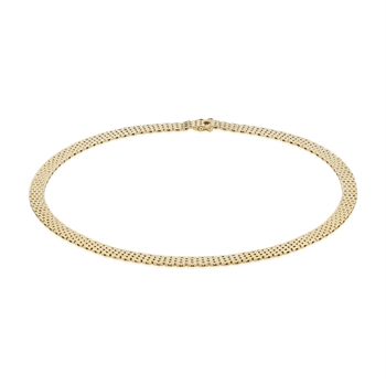 Brick 14 carat solid gold necklace, 45 cm and 7 rows (7.0 mm)