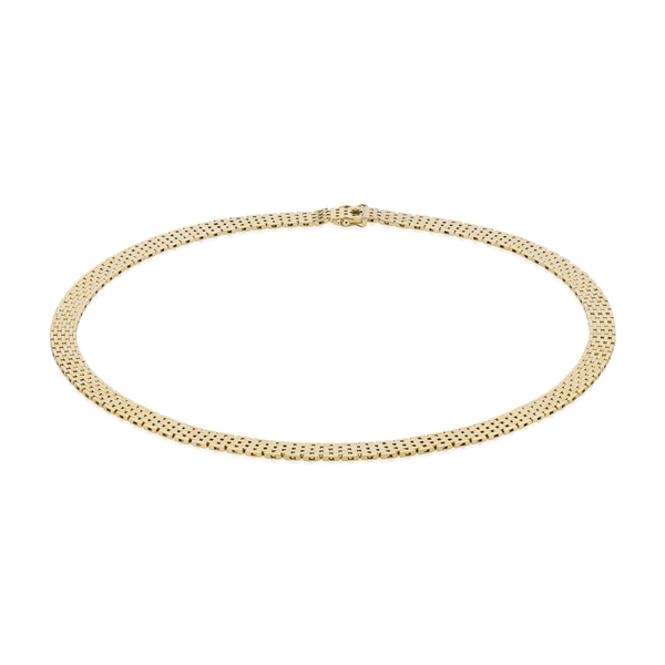 Brick 14 carat solid gold necklace, 45 cm and 7 rows (7.0 mm)
