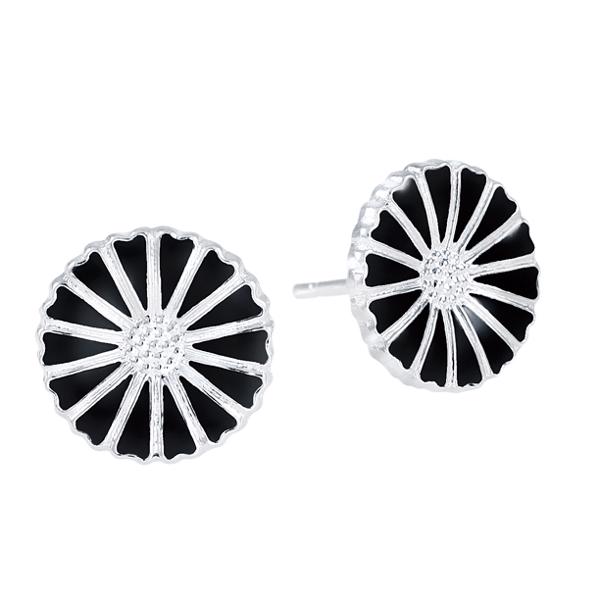 11 mm 925 silver w/black Marguerite earring from Lund Copenhagen, 909011-4-S