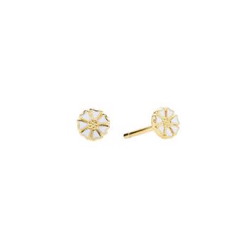 Lund Copenhagen micro Marguerite silver studs, 5 mm white w/gold plated, 909050-4-M