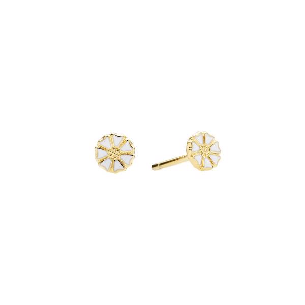 Lund Copenhagen micro Marguerite silver studs, 5 mm white w/gold plated, 909050-4-M