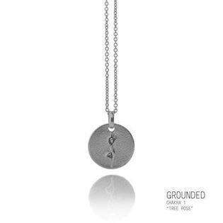 Mitos Namasté "Tree Pose" silver pendant, rustic, Tree Pose*