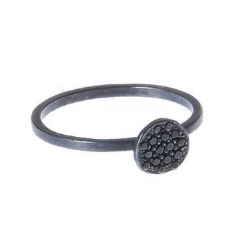 Mitos Sparkling silver finger ring black oxidized, model MR077-S925