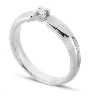 Copenhagen 14 carat White gold solitaire ring with diamonds from 0,05 - 1,00 carat