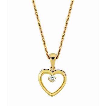 14 carat heart pendant with 0.02 ct Wesselton plumbing diamond from Nuran