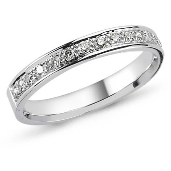 String 14 carat 3.0 mm white gold ring with diamonds from 0.01 to 0.35 ct in quality Wesselton SI