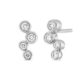 Nuran 14 ct white gold studs, from the Tube series with 2 x 0,05 + 2 x 0,025 ct Diamonds Wesselton SI