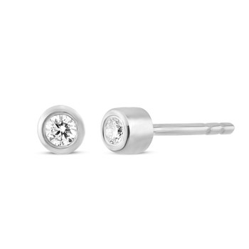 Nuran 14 ct white gold studs, from the Tube series with 2 x 0,02 ct Diamonds Wesselton SI