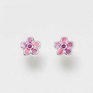 Cute children's flower stud earrings in pink shades