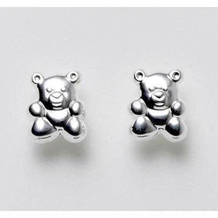 Cute children's teddy bear studs in silver