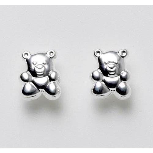 Cute children\'s teddy bear studs in silver