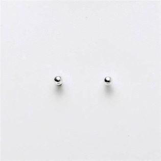 Silver ball stud earrings, 2 mm ball
