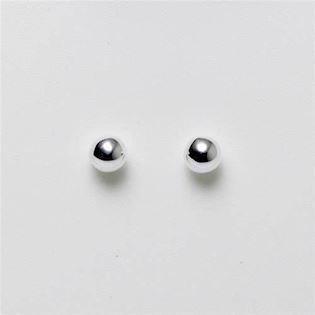 Silver ball stud earrings, 4 mm ball