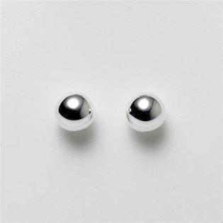 Silver ball stud earrings, 6 mm ball