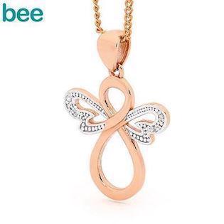Bee Jewelry Angel 9 carat polished rose gold with diamonds, model R65599
