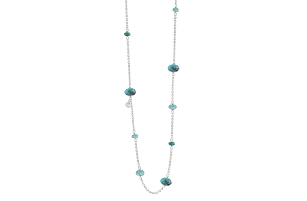 Silver necklace, turquoise - Minetta