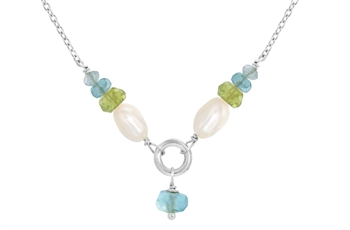 Silver necklace, peridot - Cordelia