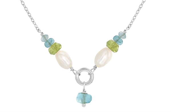 Silver necklace, peridot - Cordelia