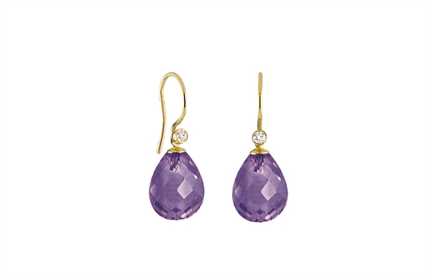 Gold earring, amethyst - Contessa