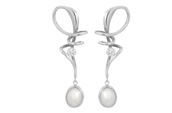 Silver earring - Winding White