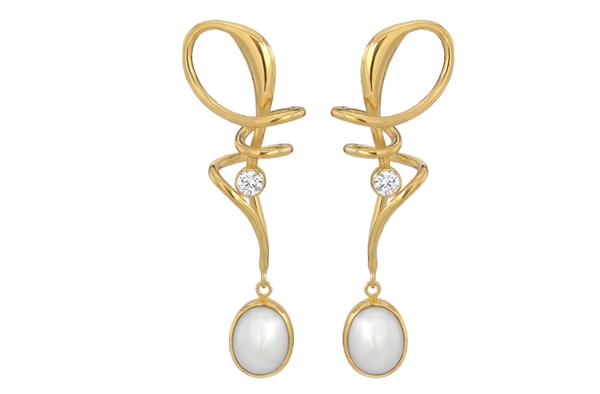 Gilded earring - Winding White