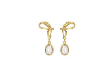 Gold Plated Ear Stud - Winding White