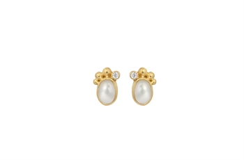 Gold Plated Ear Stud - Pleasant Pearl